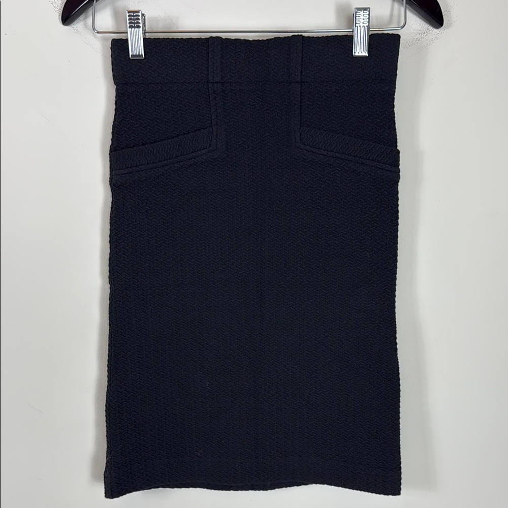 Ganni Black Pencil Skirt Knee-Length Workwear Size XS‎